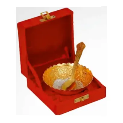 Single Golden Bowl with Spoon