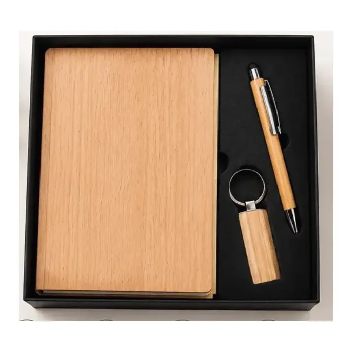 3-in-1 Wooden Diary with Keychain Set – 3-in-1 Gift Sets