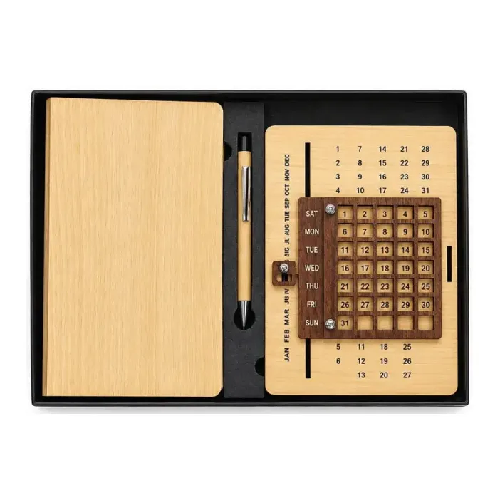 3-in-1 Wooden Diary with Calendar Set