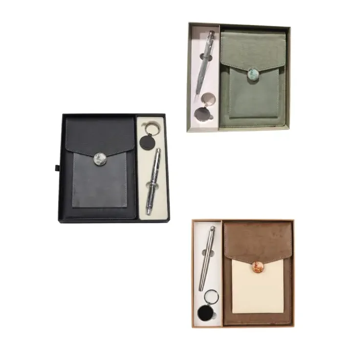 3-in-1 Marble Button Diary Pen Keychain