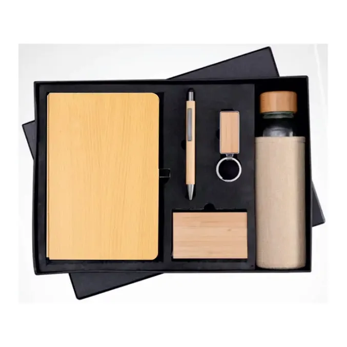 5-in-1 Wooden Diary Cardholder Bottle Pen Keychain Set – 5-in-1 Gift Sets