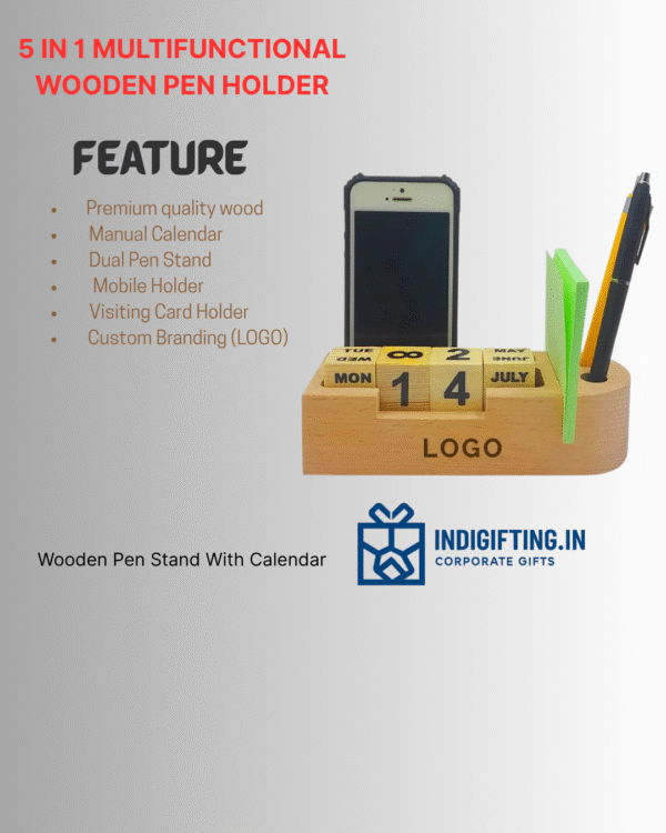 Wooden Pen Stand With Calendar