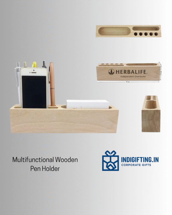 Multifunctional Wooden Pen Holder